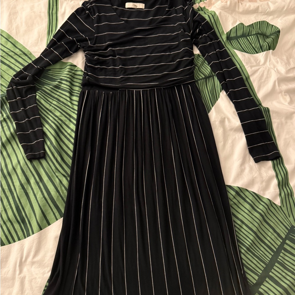 Striped Black and White Maternity And Nursing Dress